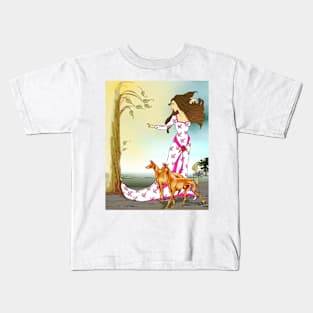 goddess fantasy with pharaoh hounds Kids T-Shirt